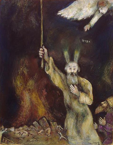 Moïse répand les ténèbres sur l’Egypte contemporain Marc Chagall Peintures à l'huile